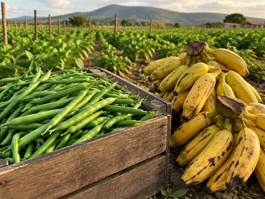 Feijão-verde e banana-prata